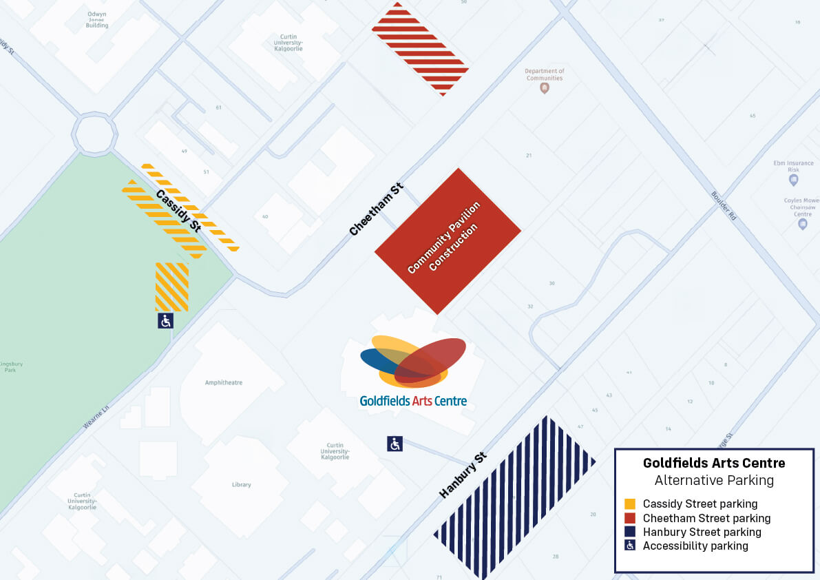 Map of alternative parking at the Goldfields Arts Centre